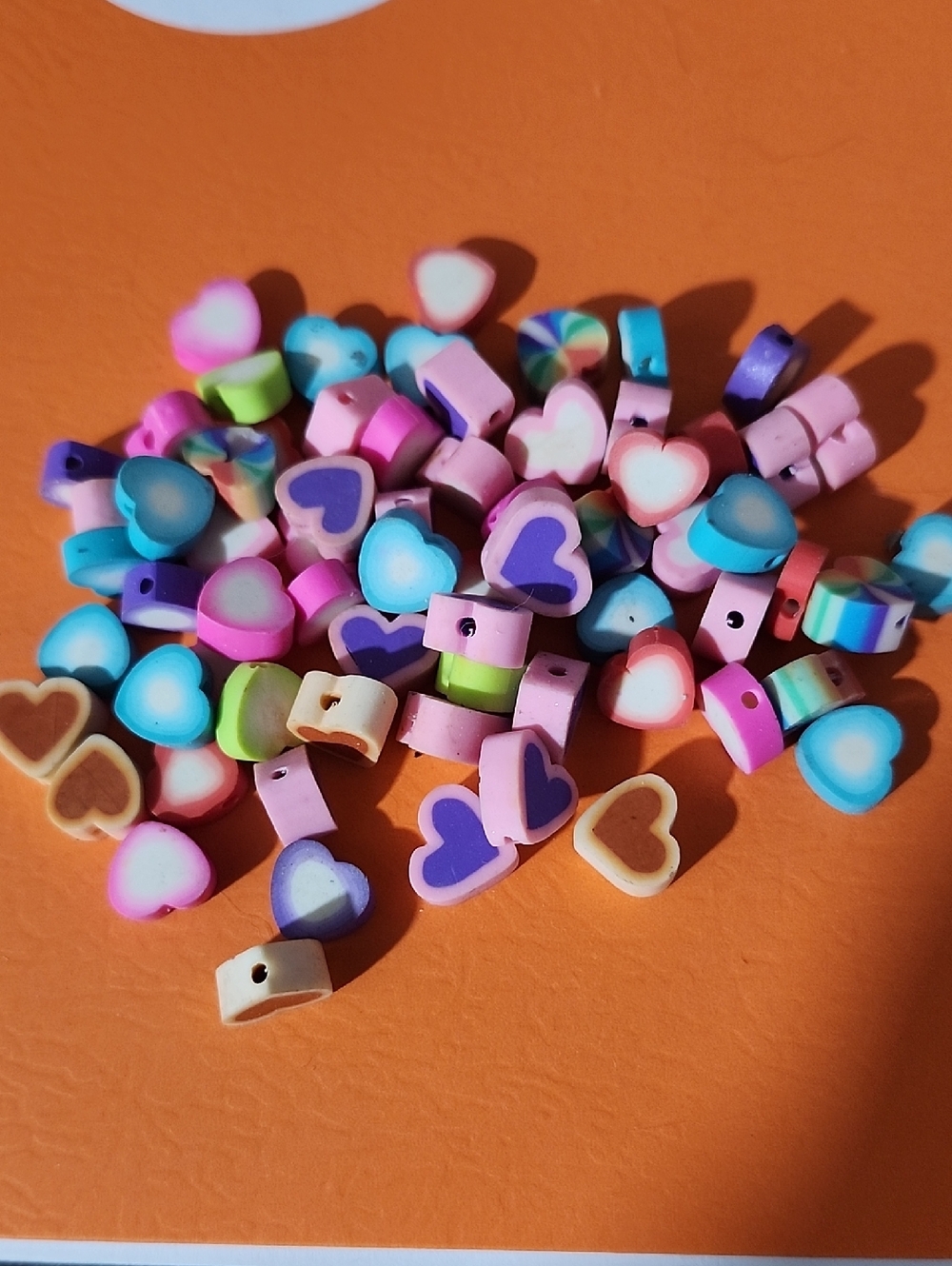 Assorted Heart Polymer Clay Beads - Pastel Mix 50pc